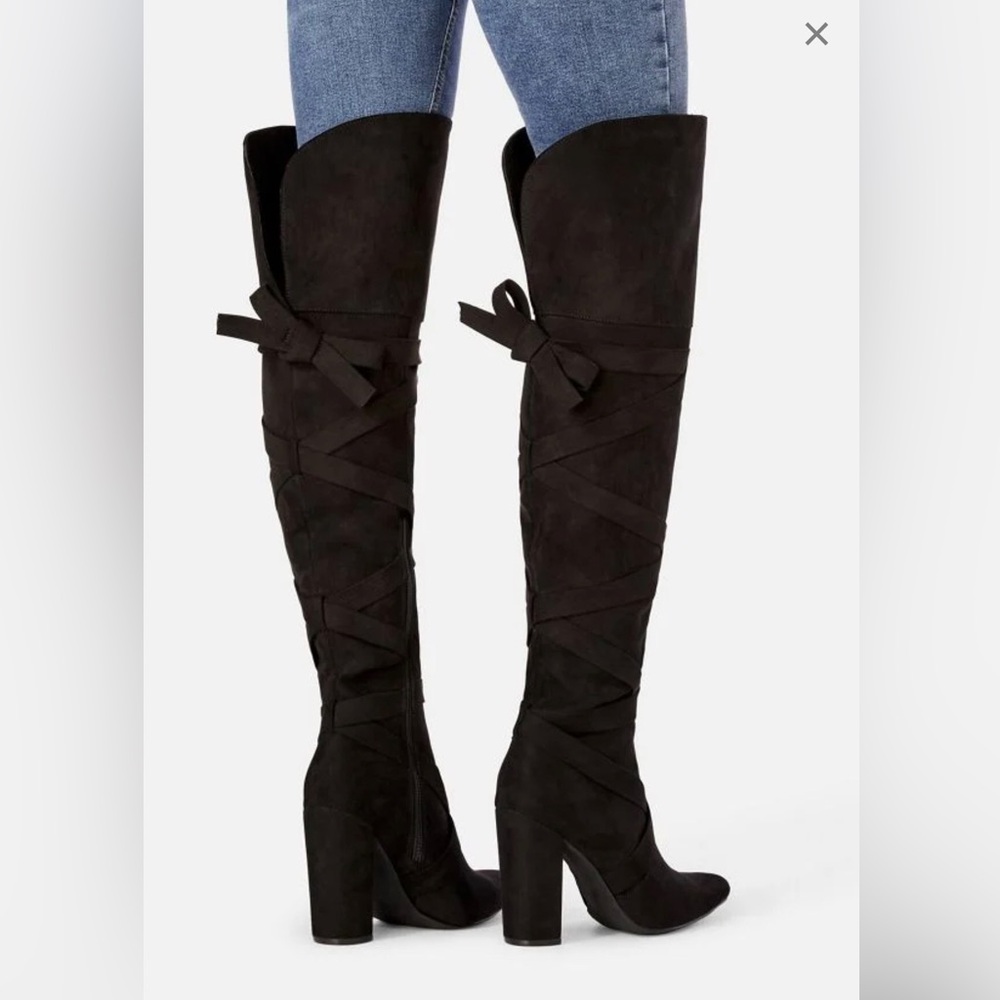 MONET FAUX SUEDE THIGH HIGH BOOT BLACK SIZE 7.5 🎃👻🦇